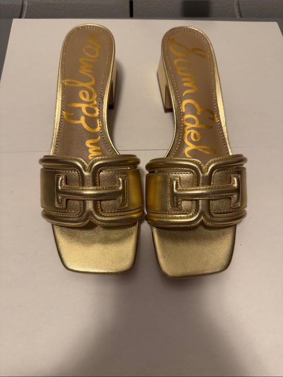 Sam Edelman Shoes - Sam Edelman Leather Gold Metallic Heeled Slide